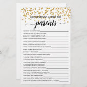 20親の赤ちゃんシャワーゲームに関する質問 (正面/裏面)