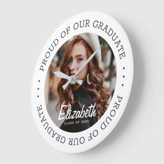 20誇りを持ったXX卒シンプル業写真 ラージ壁時計 (傾斜)