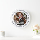 20誇りを持ったXX卒シンプル業写真 ラージ壁時計 (ホーム)