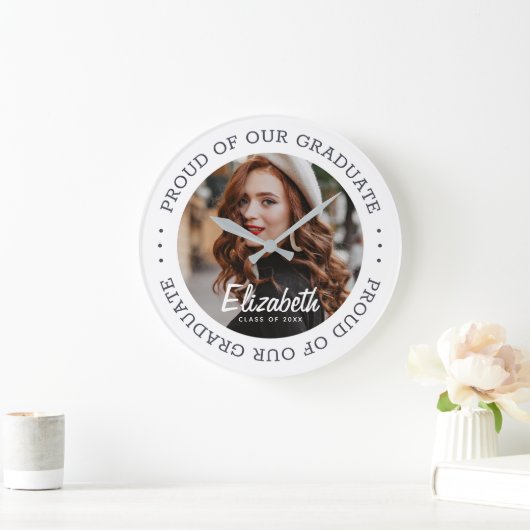20誇りを持ったXX卒シンプル業写真 ラージ壁時計 (ホーム)