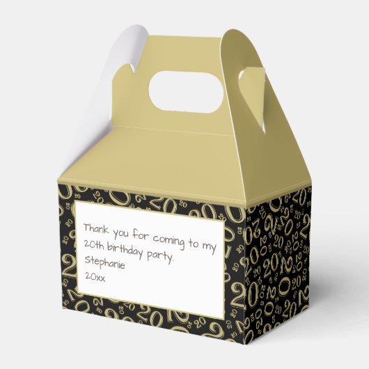 20誕生日ありがとうお番号パターン金ゴールド/黒 フェイバーボックス (裏面サイド)