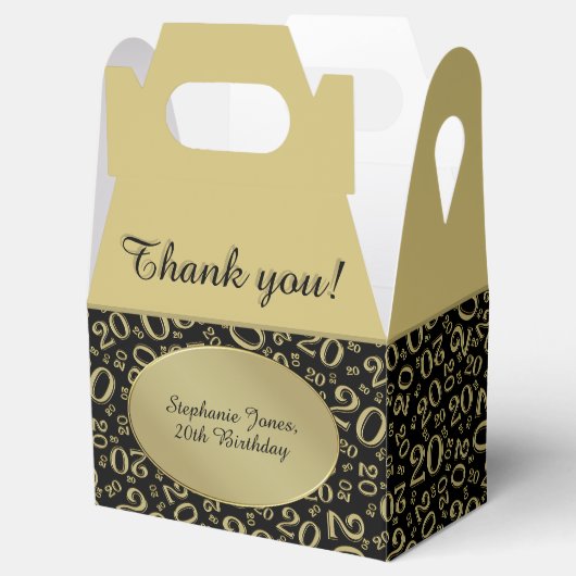 20誕生日ありがとうお番号パターン金ゴールド/黒 フェイバーボックス (オープン)
