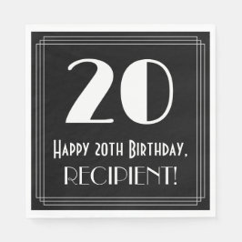 20誕生日インスパイア～アールデコルック"20"，名前 スタンダードランチョンナプキン
