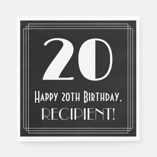 20誕生日インスパイア~アールデコルック"20",名前 スタンダードランチョンナプキン (正面)