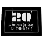 20誕生日インスパイア~アールデコルック"20" +名前 ラージペーパーバッグ (正面)
