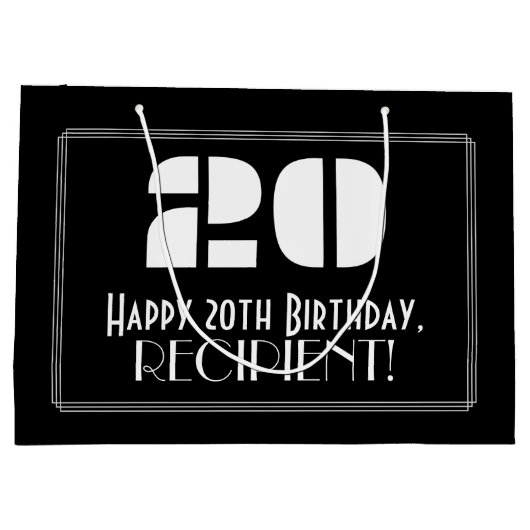 20誕生日インスパイア~アールデコルック"20" +名前 ラージペーパーバッグ (裏面)