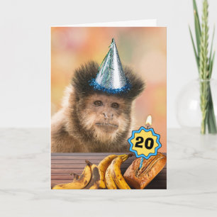 20誕生日カプチンモンキーバナナ追加の年 カード