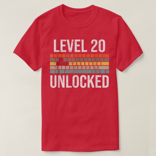 20誕生日ゲーマー誕生日レベ男性へル20ウンロ Tシャツ (デザイン正面)
