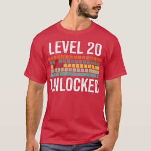 20誕生日ゲーマー誕生日レベ男性へル20ウンロ Tシャツ