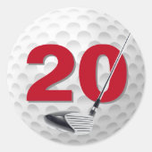 20誕生日ゴルフボールデザイン ラウンドシール (正面)