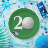 20誕生日ゴルフボール&クラブオングリーン ペーパープレート (パーティー)