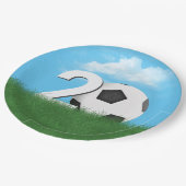 20誕生日サッカーボールinグリーングラス ペーパープレート (アングル)