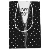 20誕生日ジッパーオン水玉模様 ミディアムペーパーバッグ (正面)