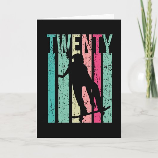 20誕生日スケートガールスケートボードスケートで滑る20 カード (正面)