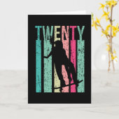 20誕生日スケートガールスケートボードスケートで滑る20 カード (黄色い花)