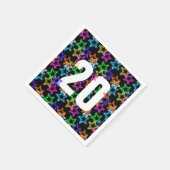 20誕生日ネオンスターズオンブラック スタンダードカクテルナプキン (角)