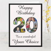 20誕生日ハッピー20文字&写真テンプレート カード (黄色い花)