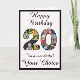 20誕生日ハッピー20文字&写真テンプレート カード