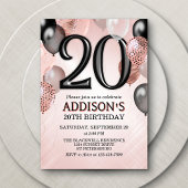 20誕生日バラ金ゴールドバルーン招待状 招待状