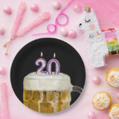 20誕生日ビールオンブラック紙プレート ペーパープレート (パーティー)