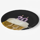 20誕生日ビールオンブラック紙プレート ペーパープレート (アングル)