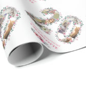 20誕生日フォトコラージガールピンク花白 ラッピングペーパー (ロールコーナー)