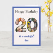 20誕生日フォトコラージュソンユニーク記念 カード (黄色い花)