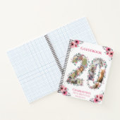 20誕生日フォトピンクフラワーホワイトゲストブック ノートブック (内部)