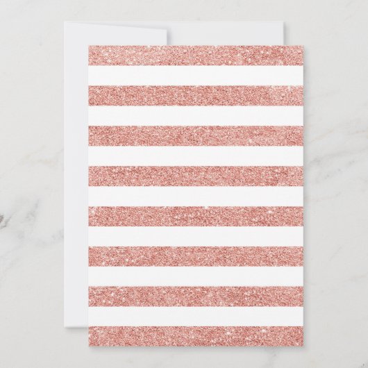 20誕生日ブラックバラ金ゴールドと白ストライプ 招待状 (裏面)