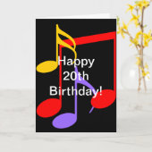 20誕生日ミュージックノート折りグリーティングカード カード (黄色い花)