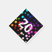 20誕生日レインボンドットオンブラック スタンダードカクテルナプキン (角)