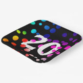 20誕生日レインボードットオンブラック紙プレート ペーパープレート (傾斜あり)