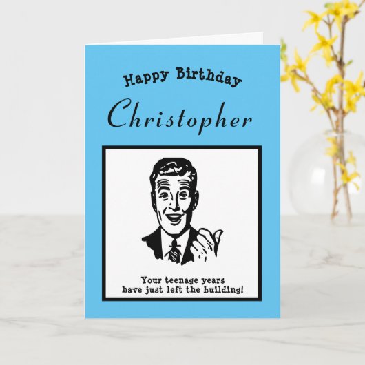 20誕生日レトロ漫画おもしろいパーソナライズされた カード (黄色い花)