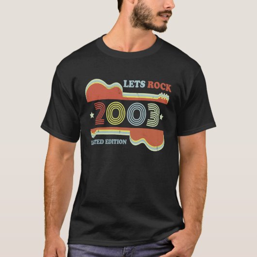 20誕生日ヴィンテージギターレトロLets Rock 2003 Tシャツ (正面)