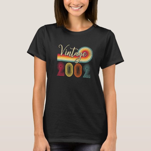 20誕生日ヴィンテージ2002年20歳男性女性 Tシャツ (正面)