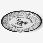 20誕生日乱数パターン25黒/白 ペーパープレート (アングル)