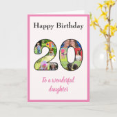 20誕生日写真コラージュドーターおもしろい記念物 カード (黄色い花)