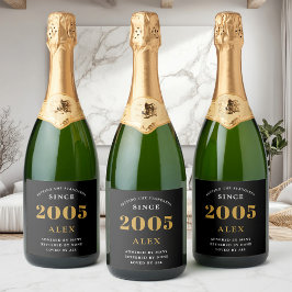 20誕生日名2005ブラック金ゴールドシック スパークリングワインラベル