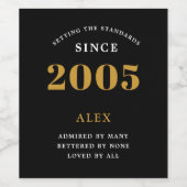 20誕生日名2005ブラック金ゴールドシック ワインラベル (シングルラベル)