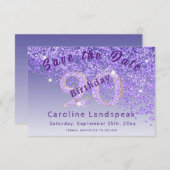 20誕生日向け落紫グリッター セーブザデート (正面/裏面)