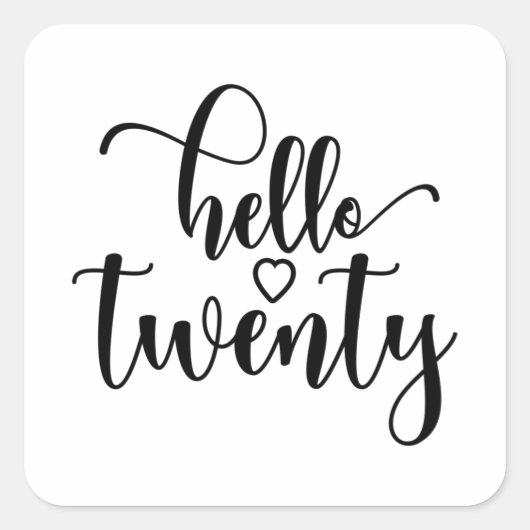20誕生日女性こんにちは20かわいい20歳 スクエアシール (正面)