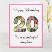 20誕生日娘ラージフォトコラージモンタージュ カード (黄色い花)