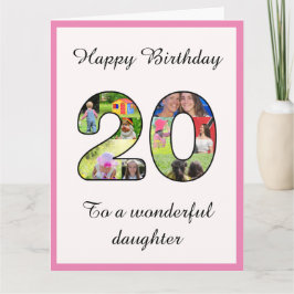 20誕生日娘ラージフォトコラージモンタージュ カード