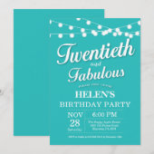 20誕生日招待状アクアターコイズファブラス 招待状 (正面/裏面)