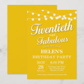 20誕生日招待状イエローファブラス 招待状 (正面/裏面)