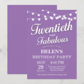20誕生日招待状パープルファブラス 招待状 (正面/裏面)