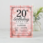 20誕生日招待状ピンクグリッター 招待状 (スタンド正面)