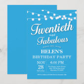 20誕生日招待状ブルーファブラス 招待状 (正面/裏面)