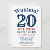 20誕生日招待状メンズネイビーブルー 招待状 (正面)