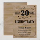 20誕生日招待状素朴ウッド 招待状 (正面/裏面)